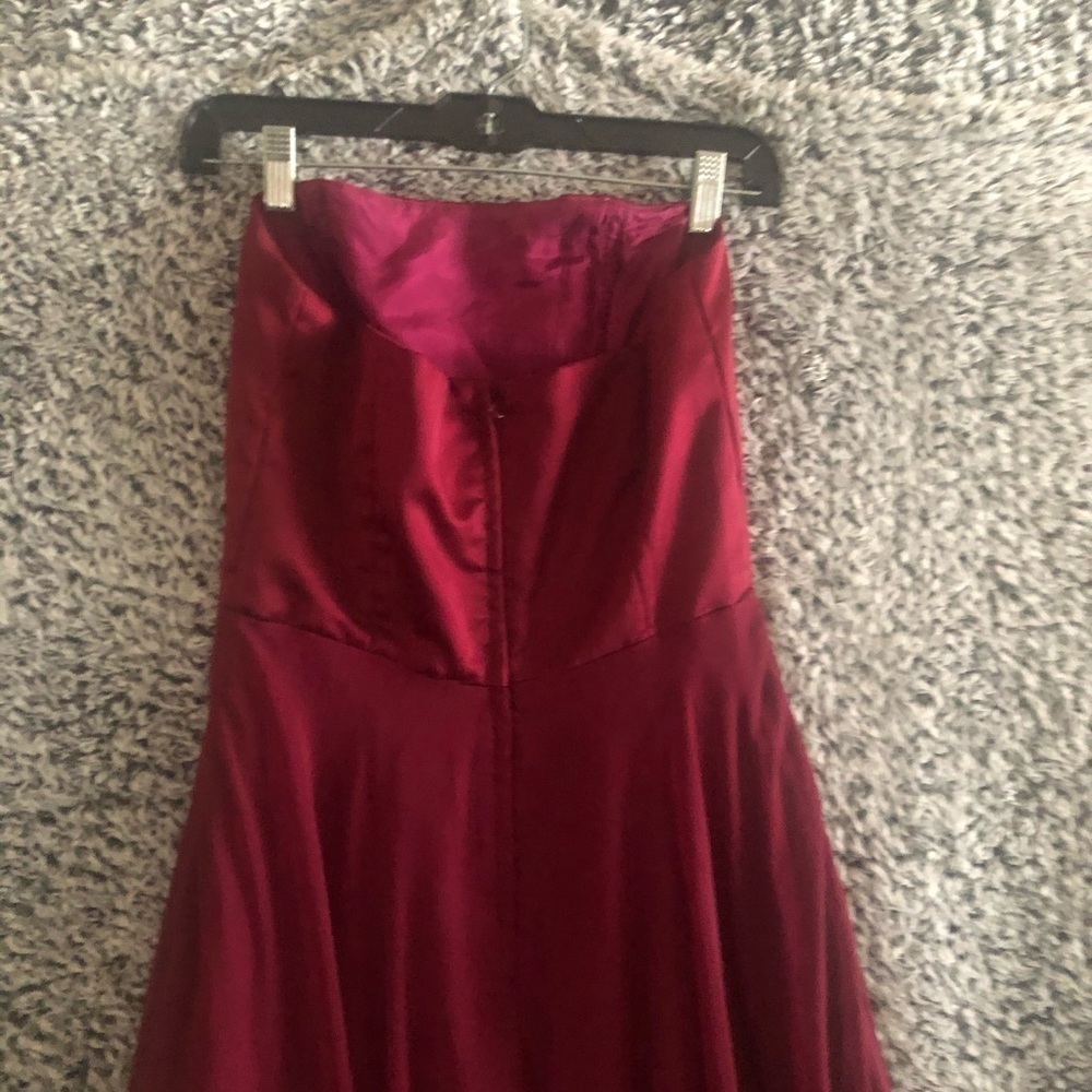 Jim Hjelm Occasions Strapless women’s Size 12 burgundy Rose Chiffon Full Length - Picture 7 of 12